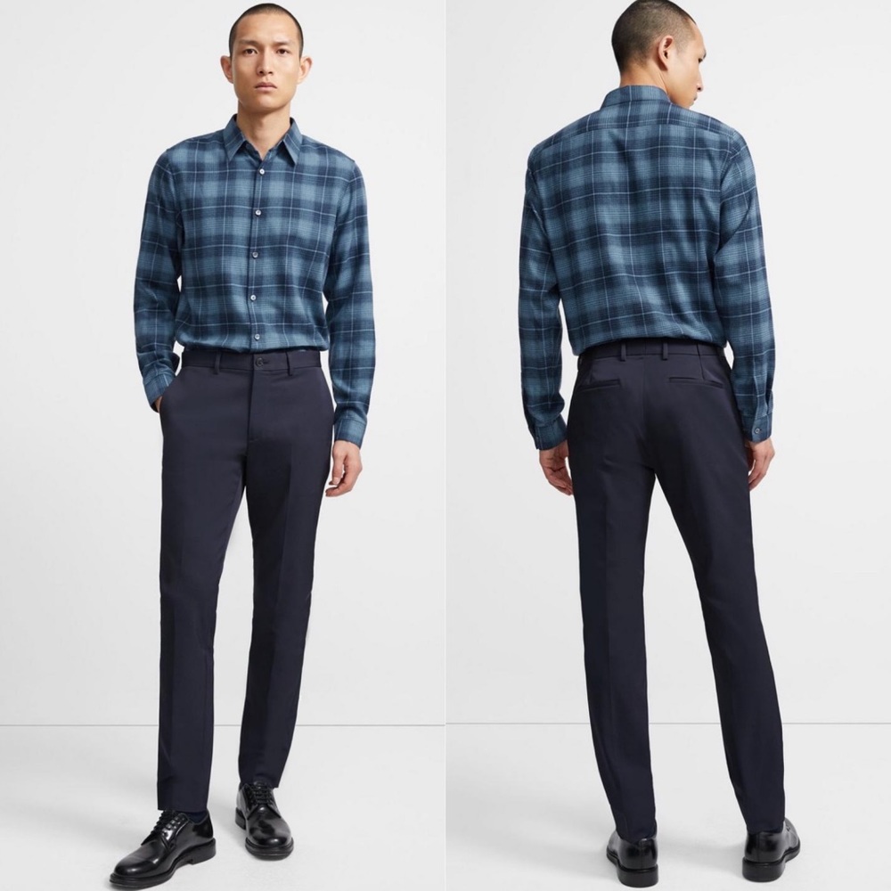 Theory Irving Shirt in Grid Cotton Flannel - Picture 2 of 7